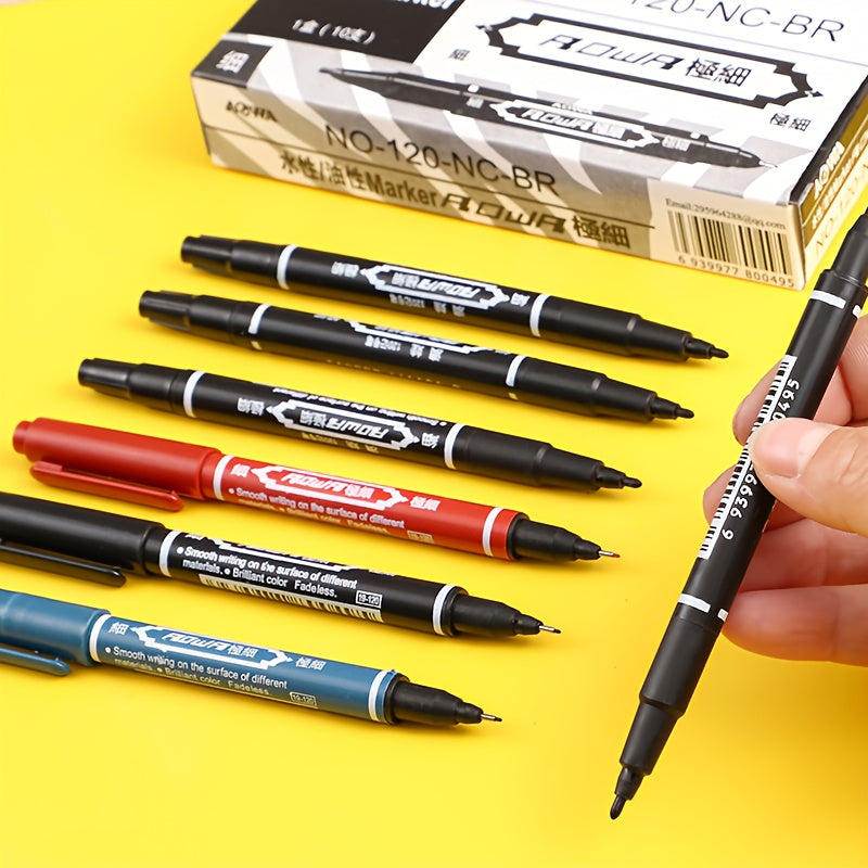 12pcs Double-Headed Marker Pens & Red Sketching Pens