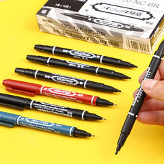12pcs Double-Headed Marker Pens & Red Sketching Pens