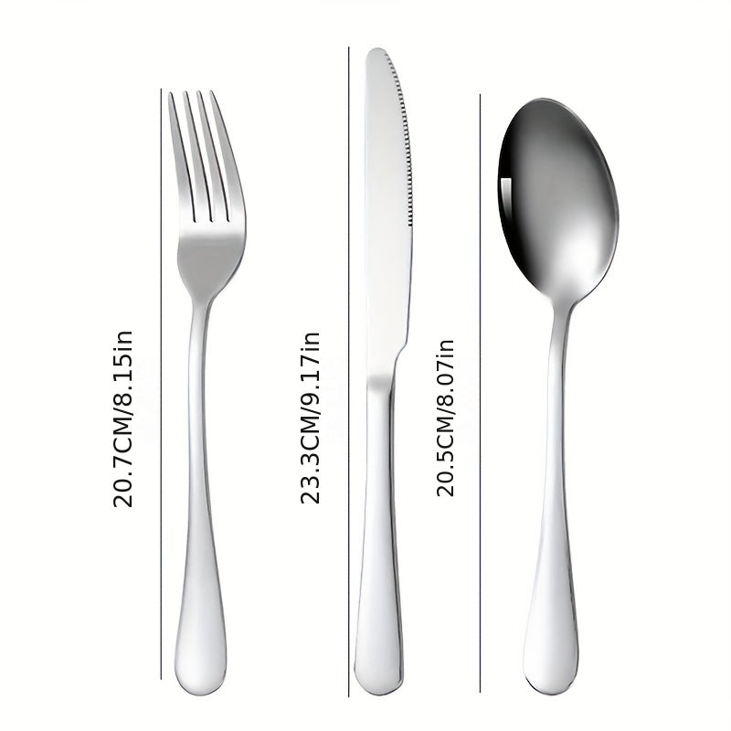 12pcs Stainless Steel Tableware Set Mirror Polished Spoon Silver