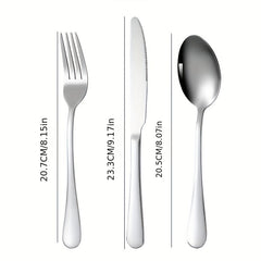 12pcs Stainless Steel Tableware Set Mirror Polished Spoon Silver