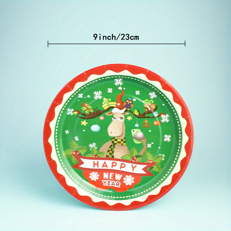 10pcs Christmas Beach Theme Disposable Dinner Plate Paper Cup Tableware