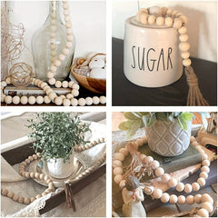 Wooden Beaded Wreath Tassels DIY Craft Farmhouse Decoration