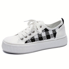 Women's Plaid Canvas Lace Up Low Top Shoes
