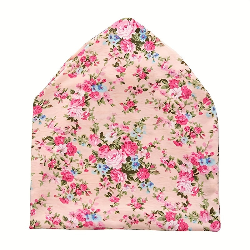 Floral Print Lightweight Beanie Elastic Skull Hat Women Turban Cap