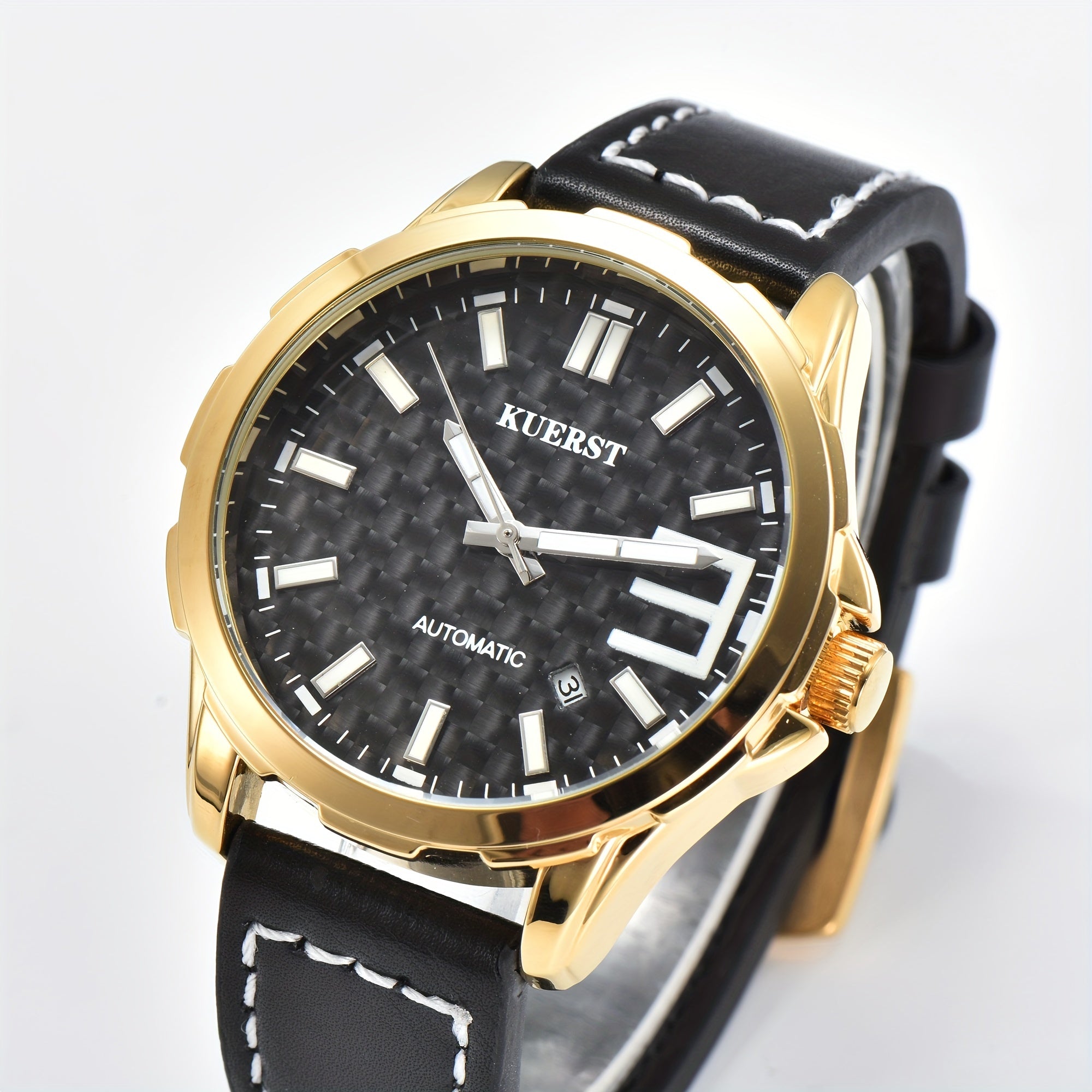 Youth Men's Belt Carbon Fiber Mechanical Watch