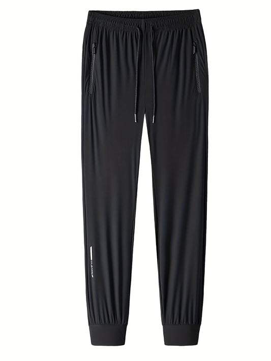 Quick Dry Zipper Pockets Joggers Men's Casual Stretch Nylon Pants Gym Workout