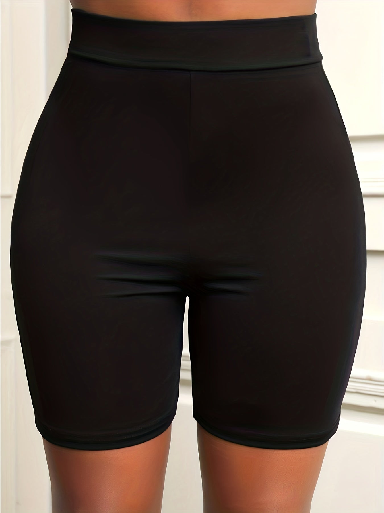 Solid High Waist Leggings Elastic Waist Leggings Women's Clothing
