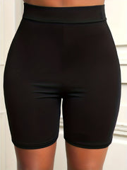Solid High Waist Leggings Elastic Waist Leggings Women's Clothing