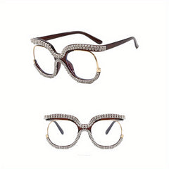 Vintage Rhinestone Cat Eye Glasses Frame Women Dress Eyeglasses