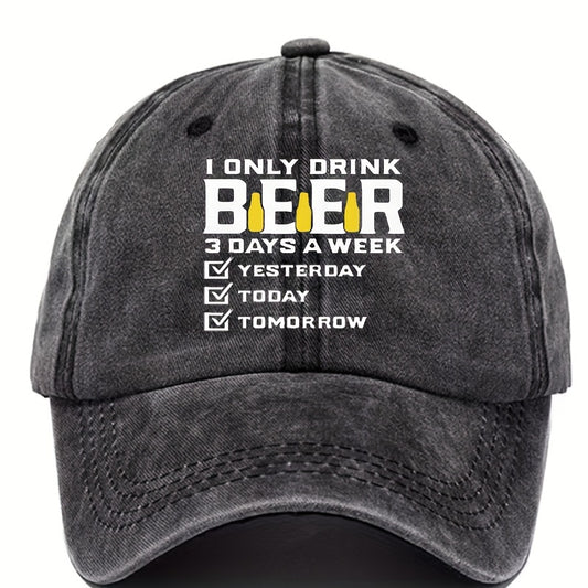 Retro Washed Letter Printed Baseball Cap Adjustable Sun Protection Peaked Cap