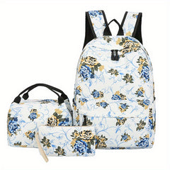 Vintage Floral Print Backpack & Handbag Set