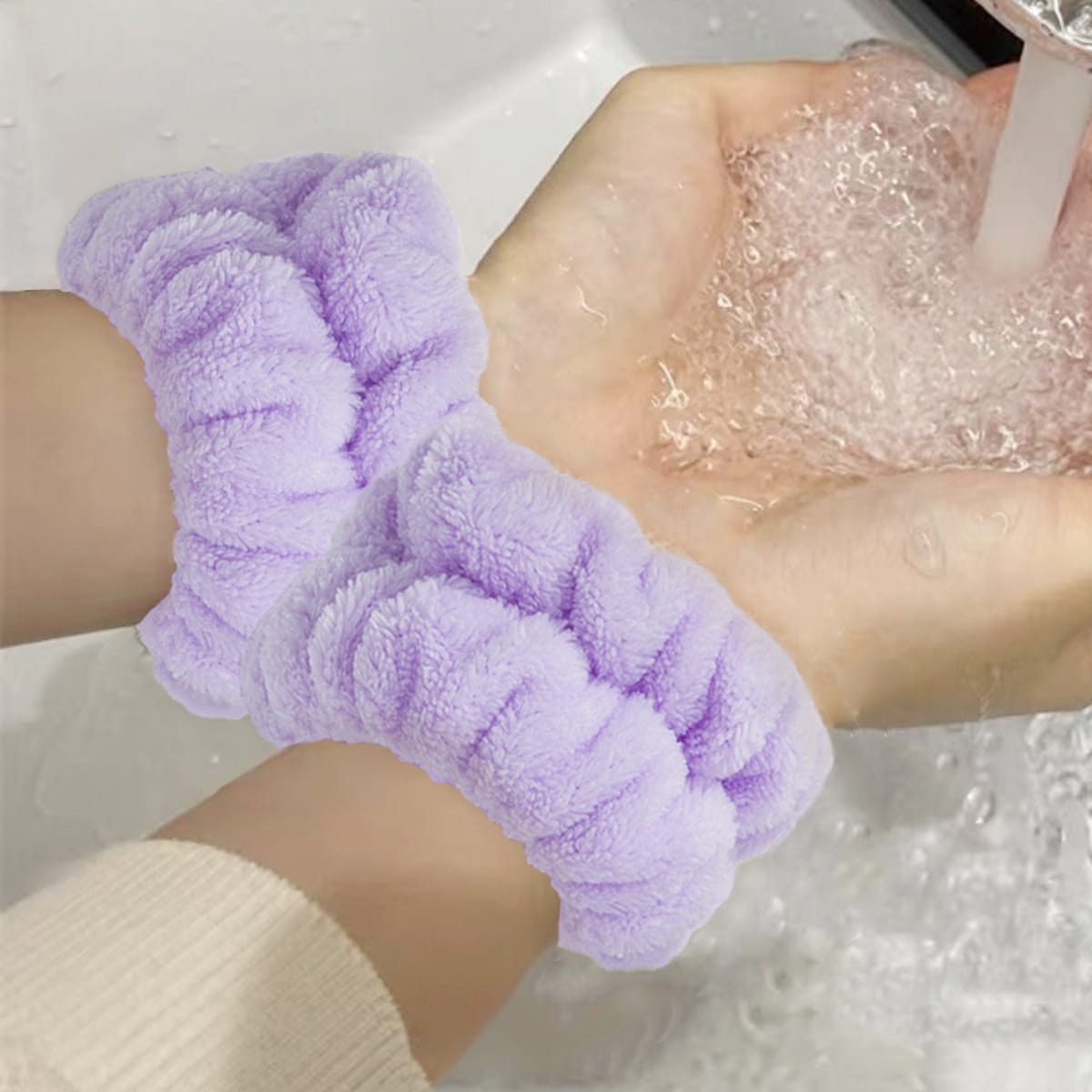 2pcs Microfiber Face Wash Bands - Absorbent Wrist Towels