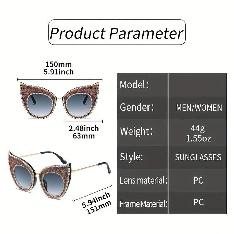 Cat Eye Sunglasses Glitter Rhinestone UV400 Sun Shades