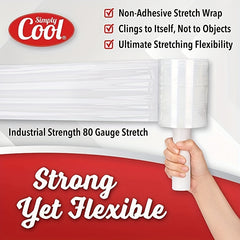 2 Pack Industrial Mini Hand Stretch Wrap 400g Gauge Thick Clear Cling Plastic