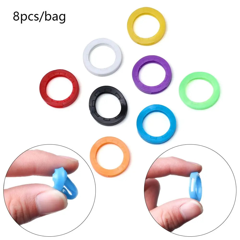 8pc/set Bag Organizer Elastic Key Case Topper Key Holder Keyring Rings