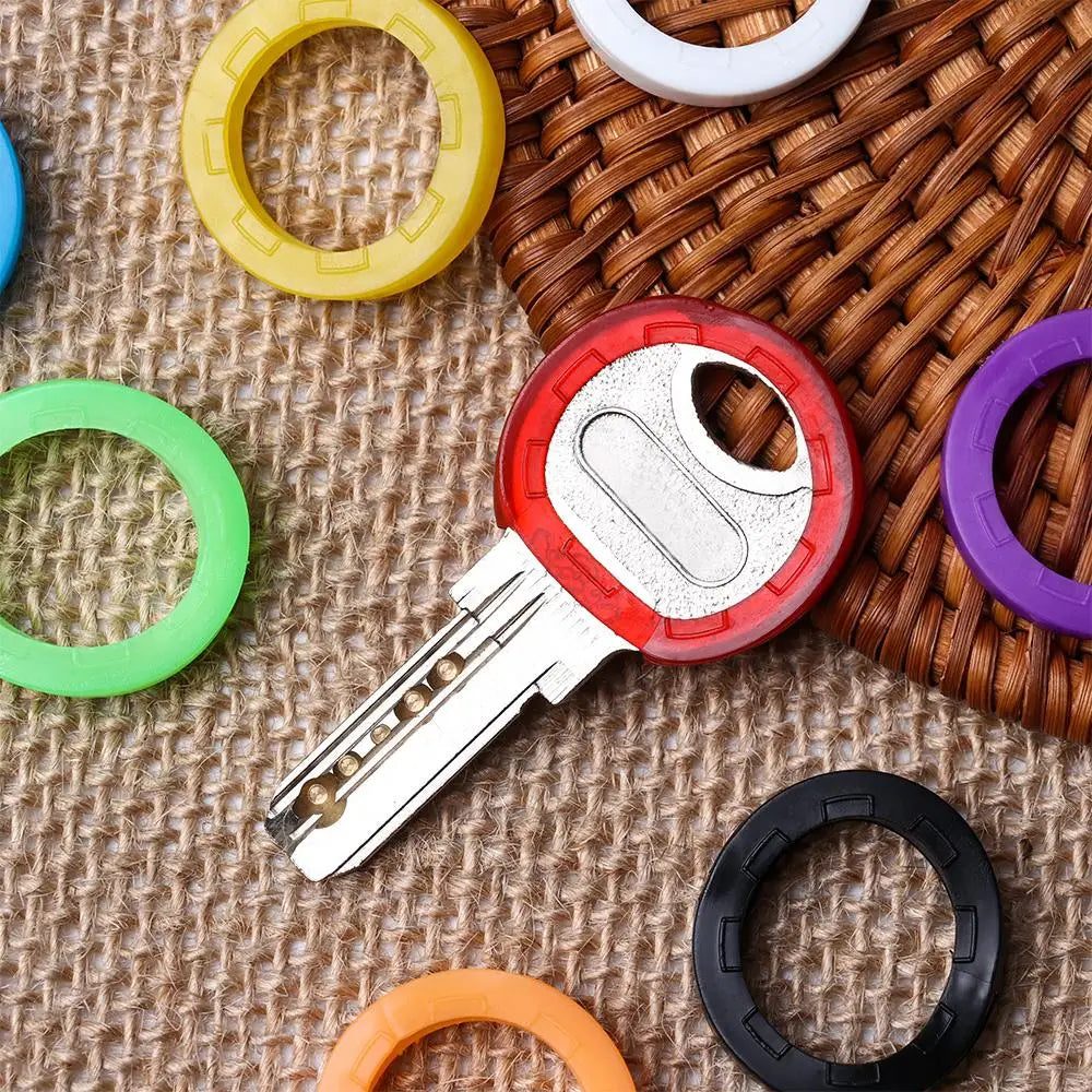8pc/set Bag Organizer Elastic Key Case Topper Key Holder Keyring Rings