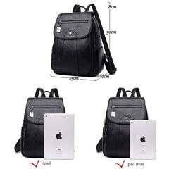 Vintage Soft Leather Backpack for Women Casual Travel Ladies Bagpack