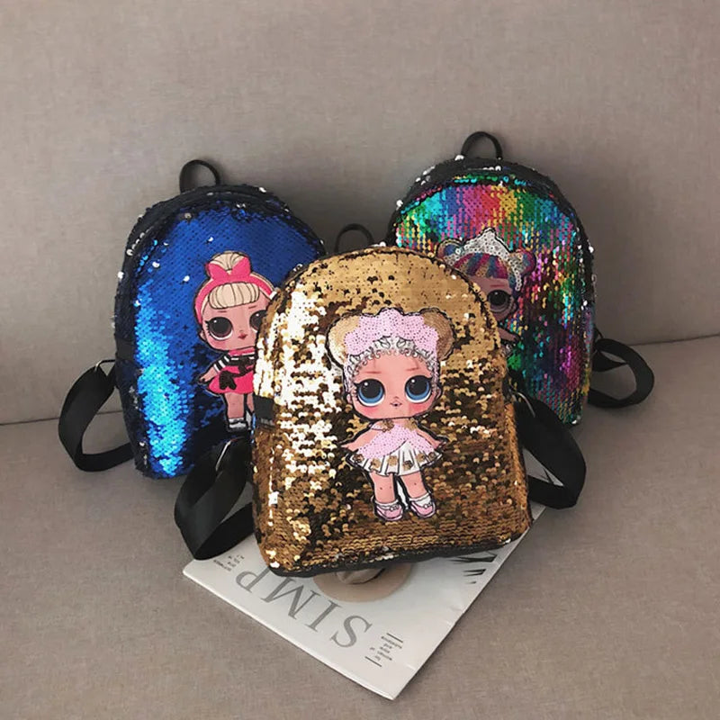 9 Inch Pu Backpack Girl Print Shoulder Bag School Bag for Teenager