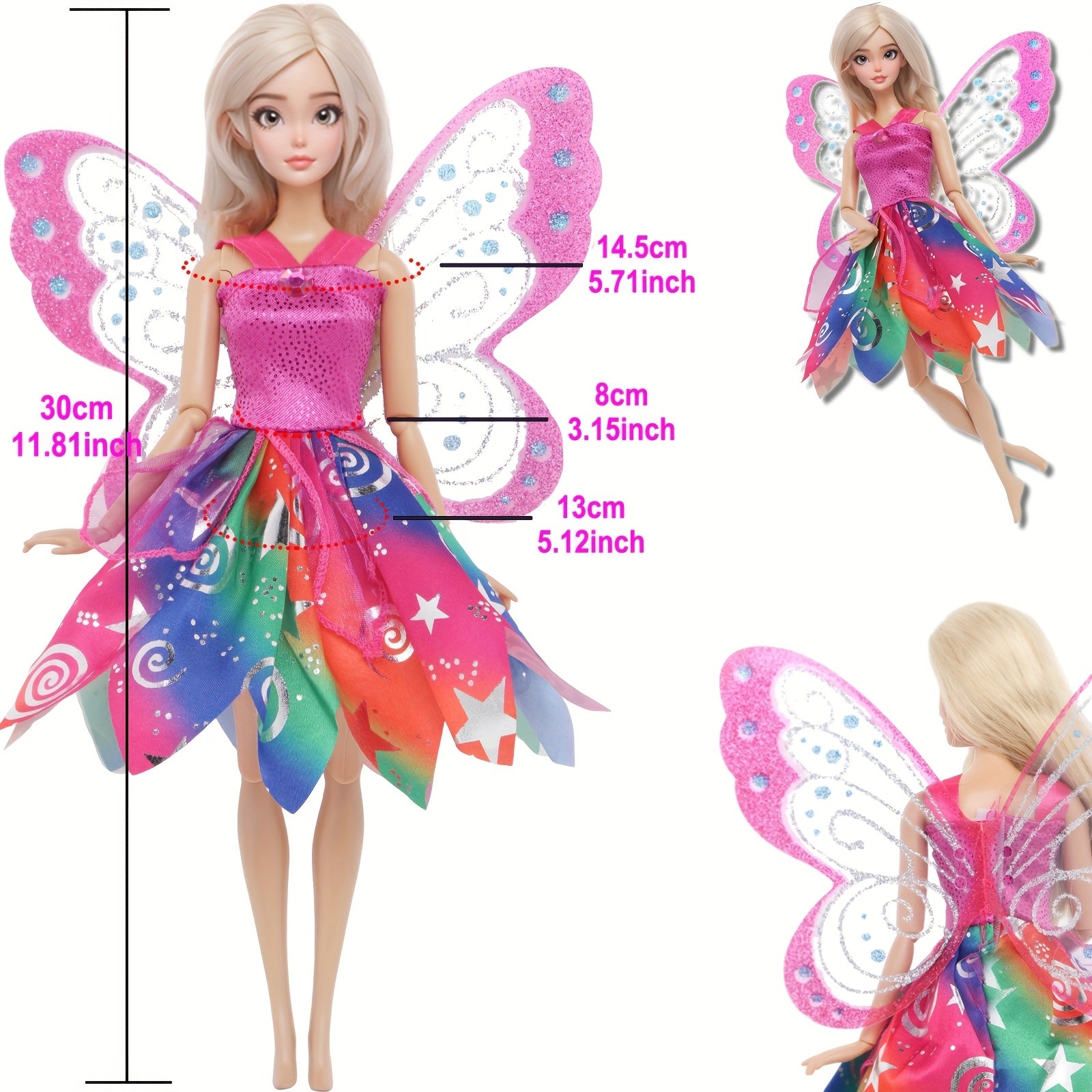 Butterfly Wing Cosplay Dress Accessory for 11.5 Inch Dolls