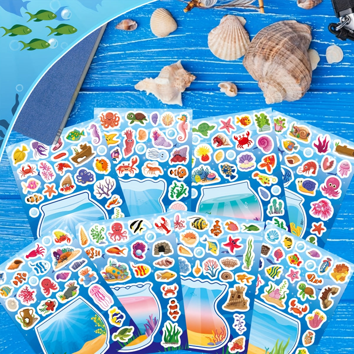Summer Ocean Animals Aquarium Stickers - 24 Sheets