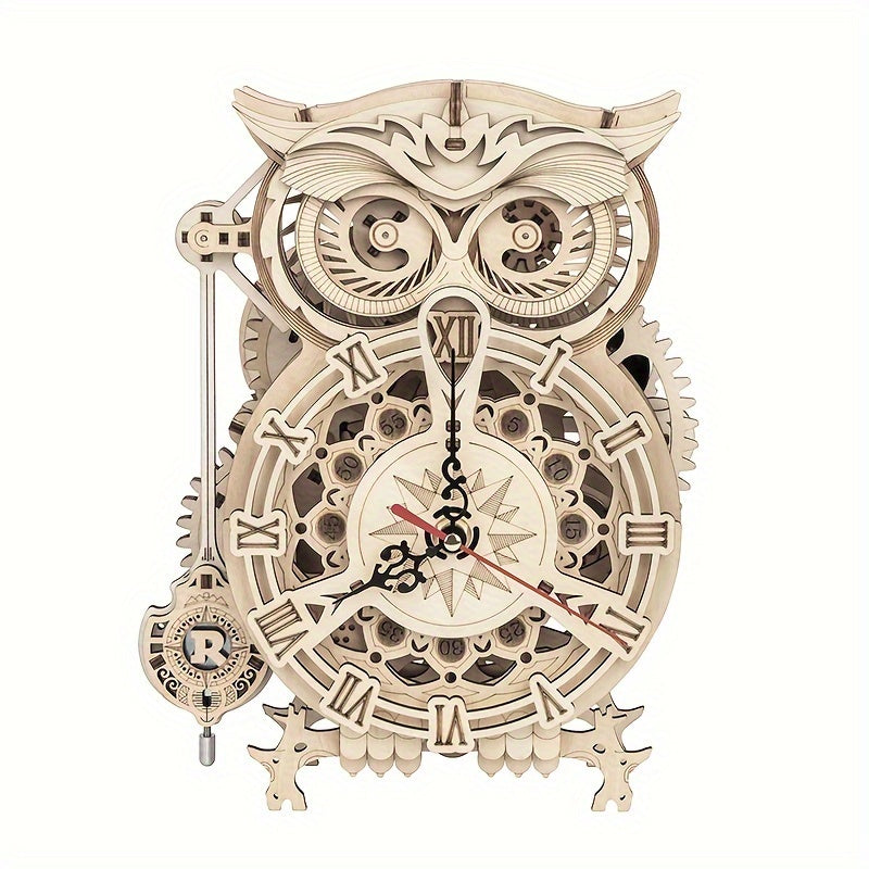 Owl Clock Mechanical Gears 3D Wooden Puzzle LK503