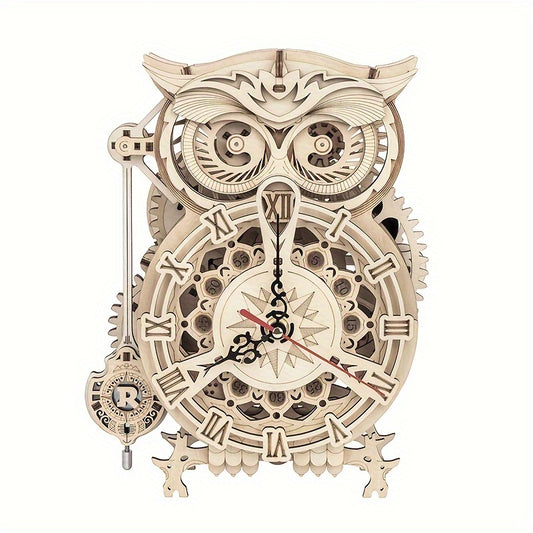 Owl Clock Mechanical Gears 3D Wooden Puzzle LK503