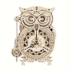 Owl Clock Mechanical Gears 3D Wooden Puzzle LK503