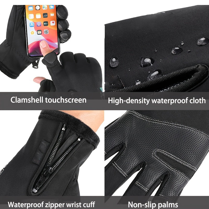 Windproof Waterproof Fishing Gloves Touch Screen Gloves Zipper Autumn Winter