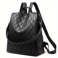 Classic Minimalist Backpack Solid Argyle Pattern Storage Travel Bag