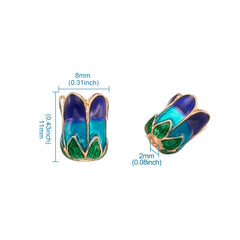 10pcs 5 Petal Alloy Bead Caps Enamel Golden Silver Plated Mixed