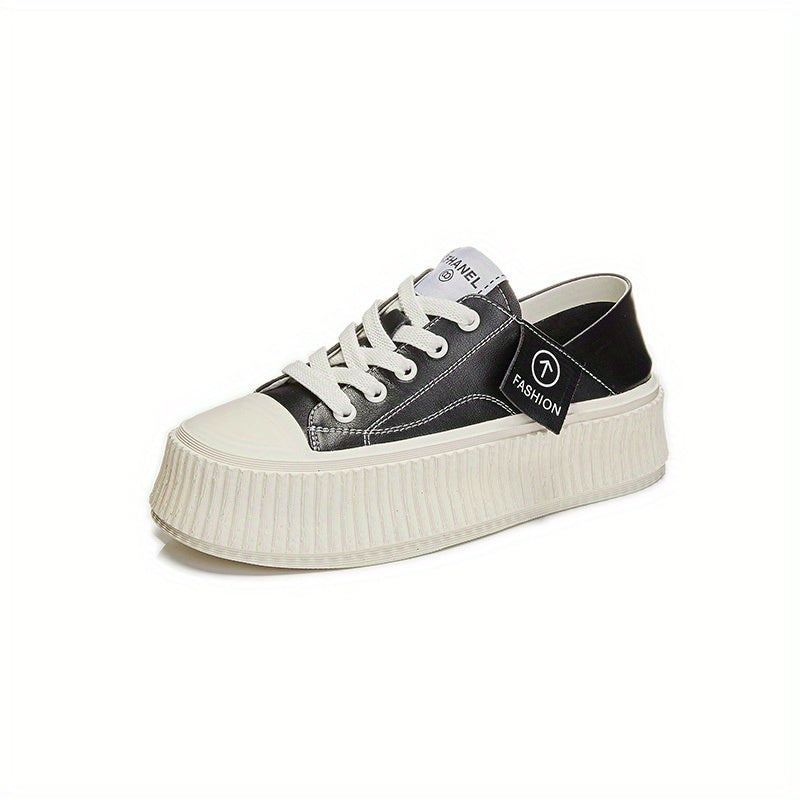 Women's Thick Bottom Board Shoes Soft Lace Up Sneakers