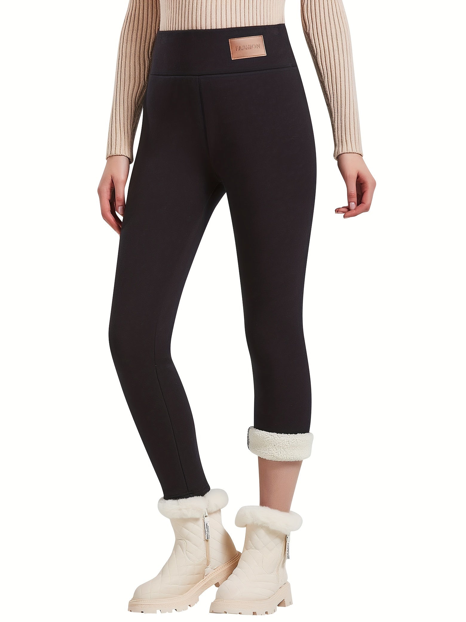 Fleece Lined Sports Leggings Women High Waisted Thermal Pants