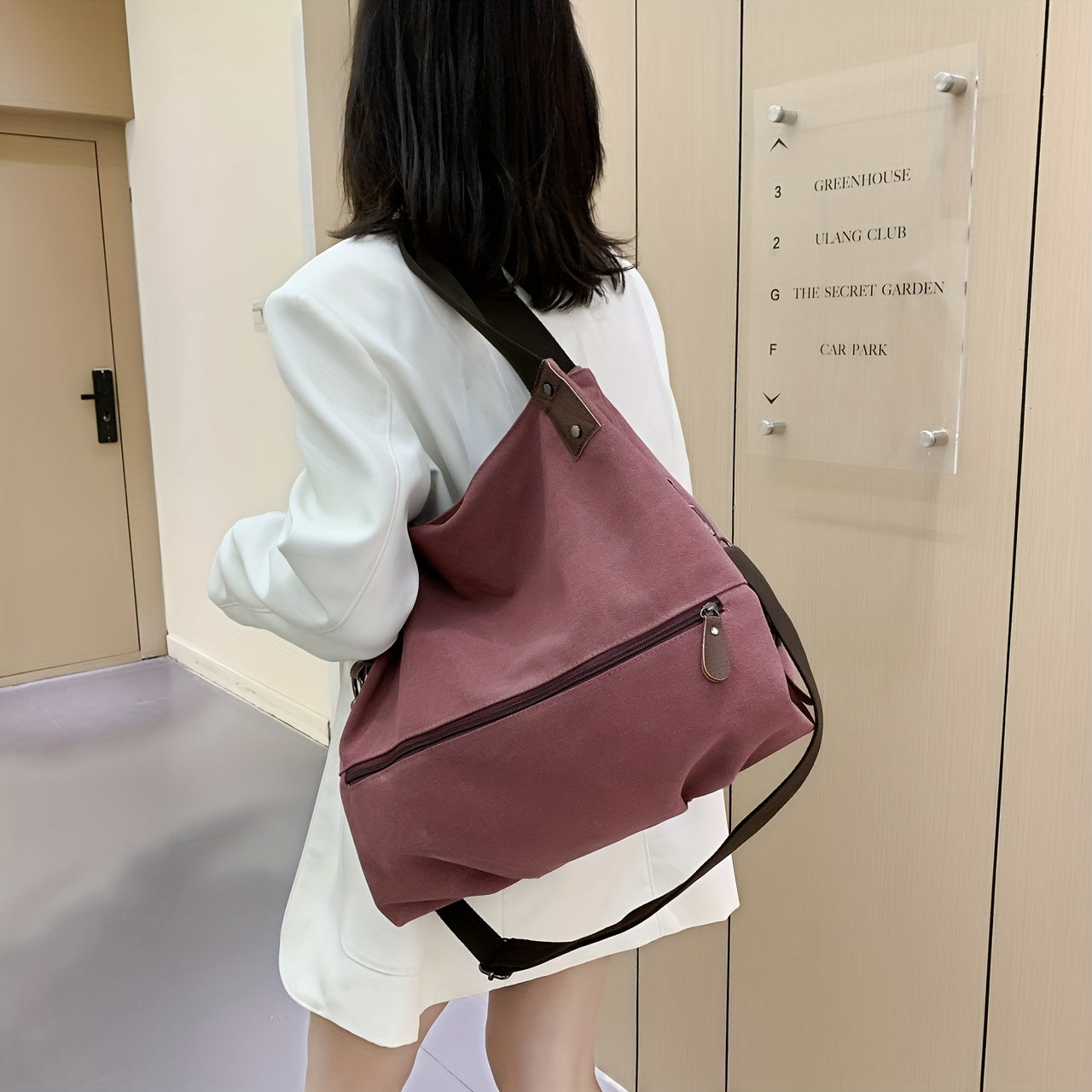 Large Capacity Shoulder Bag Casual Storage Bag For Work Women Solid Bag