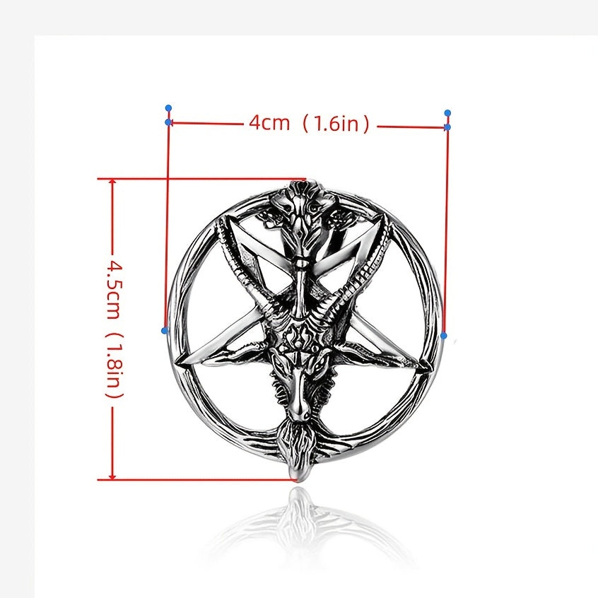 Satanic Temple Necklace Goat Head Inverted Pentagram Stainless Steel
