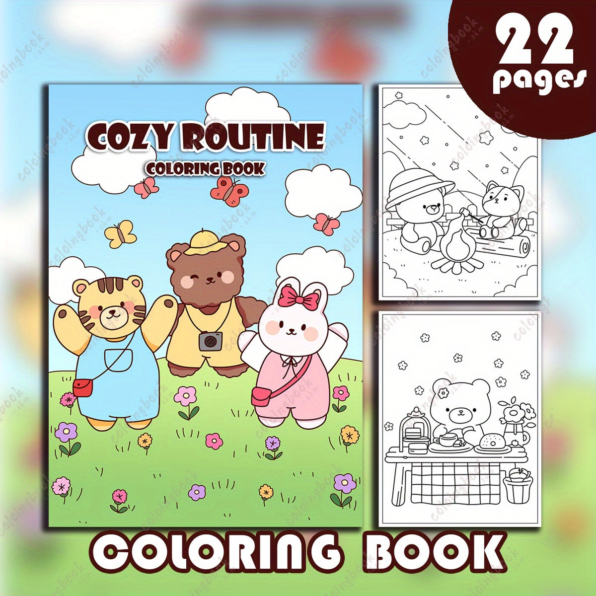 LZX Upgraded Deluxe Thick Paper 22pg 29 COZY ROUTINE Drawing Coloring Book