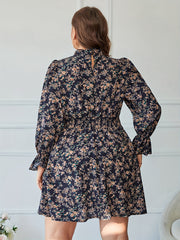  Ditsy Floral Print Flounce Sleeve Mini Dress