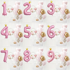 24pcs Crown Number Latex Balloon Set Birthday Party Decor Supplies