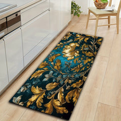 Retro Floral Area Rug Machine Washable Mat for Living Room