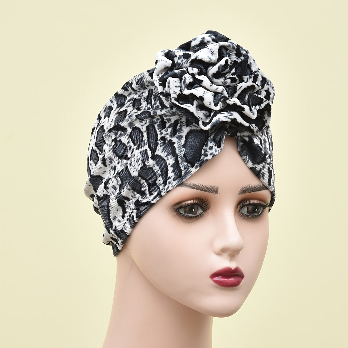 Leopard Turban Cap Bandana Beanie Hats Breathable Hijab Head Wrap