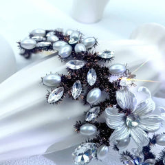 Vintage Floral Rhinestone Bridal Headpiece Handcrafted Beaded Wedding Accessory