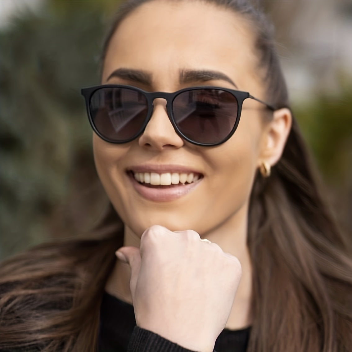 Round Frame Sunglasses For Women Men Minimalist Cat Eye Glasses