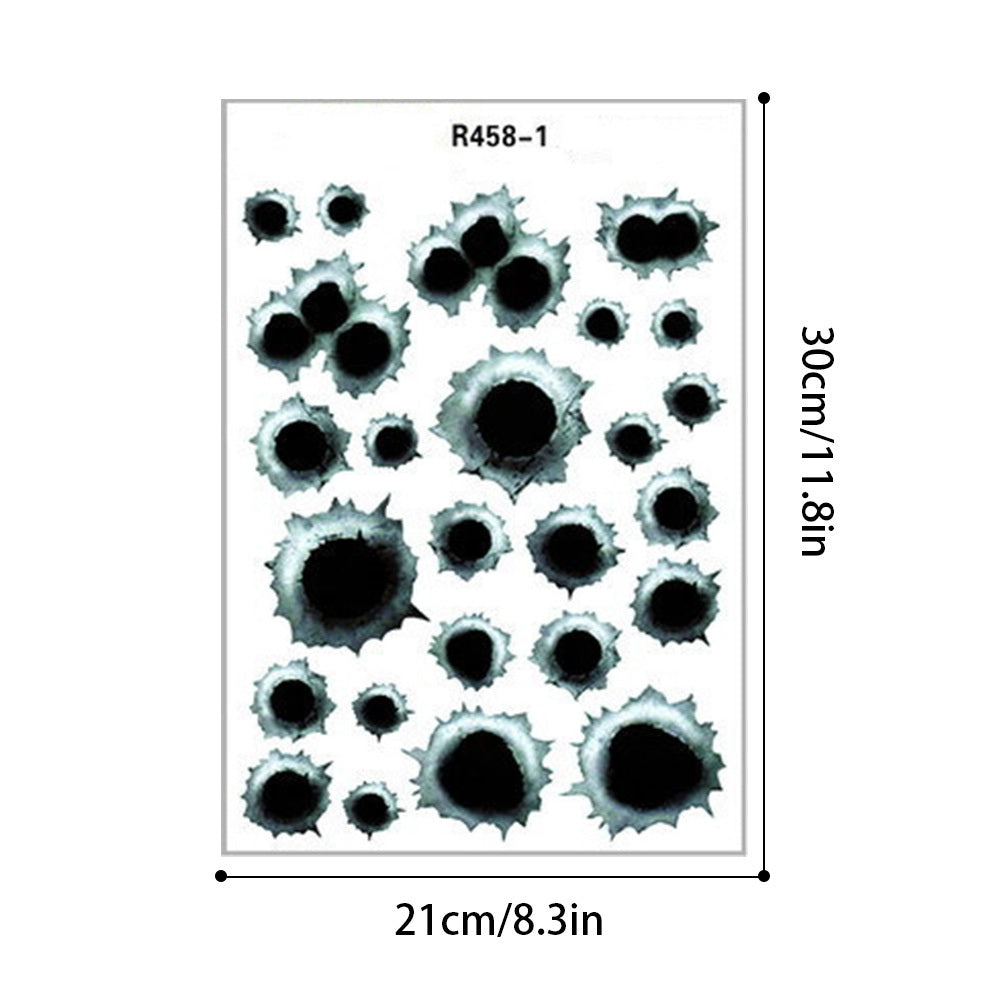 3D Simulation Bullet Hole Car Sticker Set