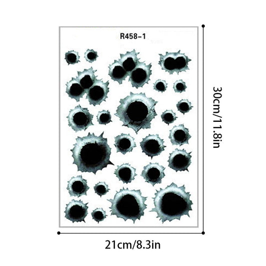 3D Simulation Bullet Hole Car Sticker Set
