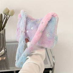 Flower Graphic Plush Shoulder Bag Large Capacity Casual Hand Bag