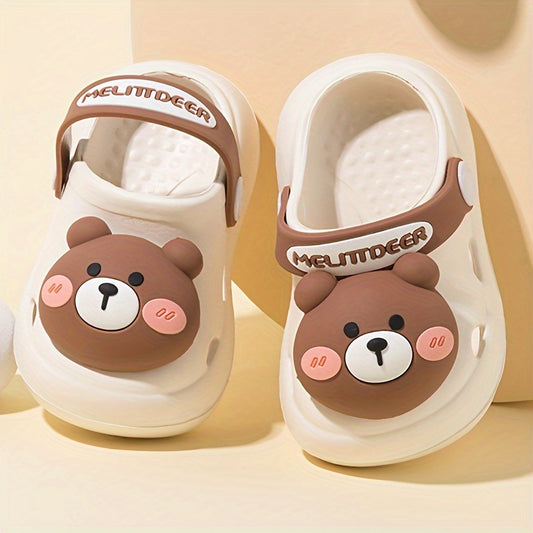 Girls Cartoon Bear Clogs Lightweight Anti Slip Indoor Outdoor Beach Pool