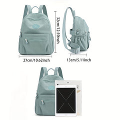 Nylon Zipper Backpack Preppy Style Backpack With Adjustable Strap