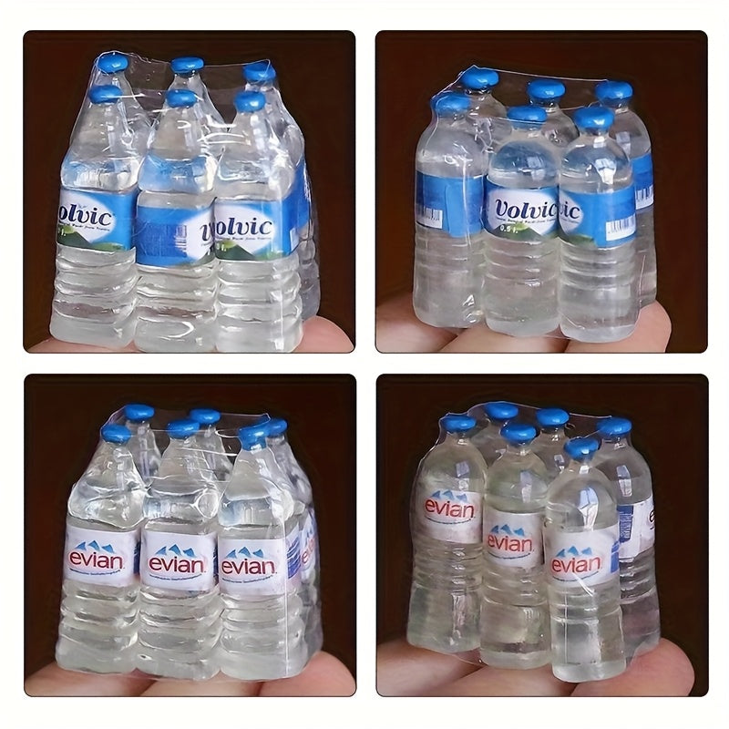 6pcs Plastic Water Bottles 1:12 Scale Dollhouse & Kitchen Decor