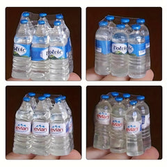 6pcs Plastic Water Bottles 1:12 Scale Dollhouse & Kitchen Decor