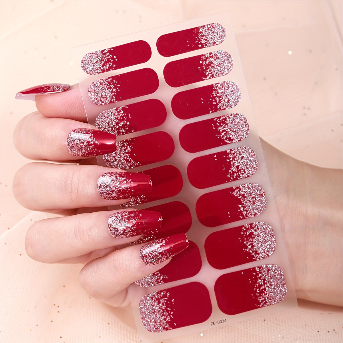 Flower Glitter Nail Wraps Self Adhesive Gel Strips