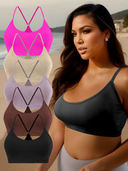 5 Pack Plus Size Sports Bras for Women, Racer Back Yoga Bra Set